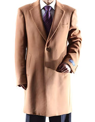 Men's Caravelli Camel Long Dress Topcoat - Winter coat Two Button 3/4 Length men's Car Coat - Men's Tuxedo USA