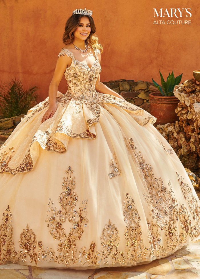 Alta Couture MQ3093 Cap Sleeves Quinceanera Dress