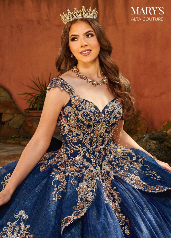 Alta Couture MQ3093 Cap Sleeves Quinceanera Dress