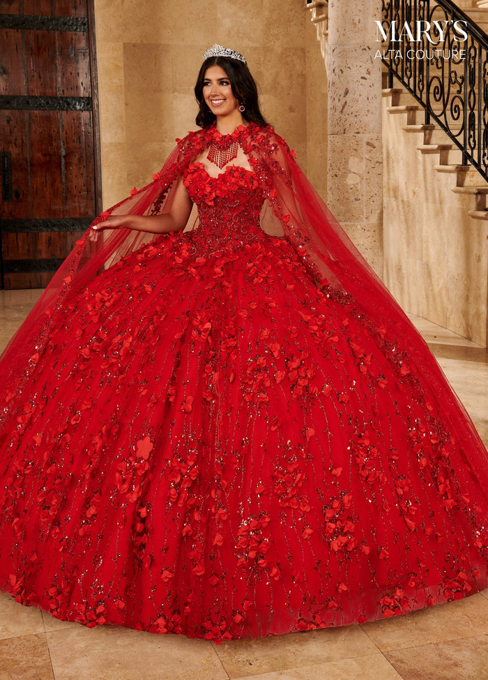 Alta Couture MQ3075 Cape Quinceanera Dress