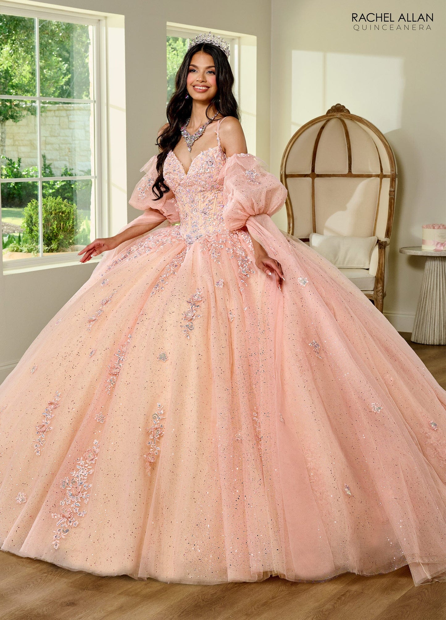Rachel Allan RQ1133 Cape Sleeve Quinceanera Dress