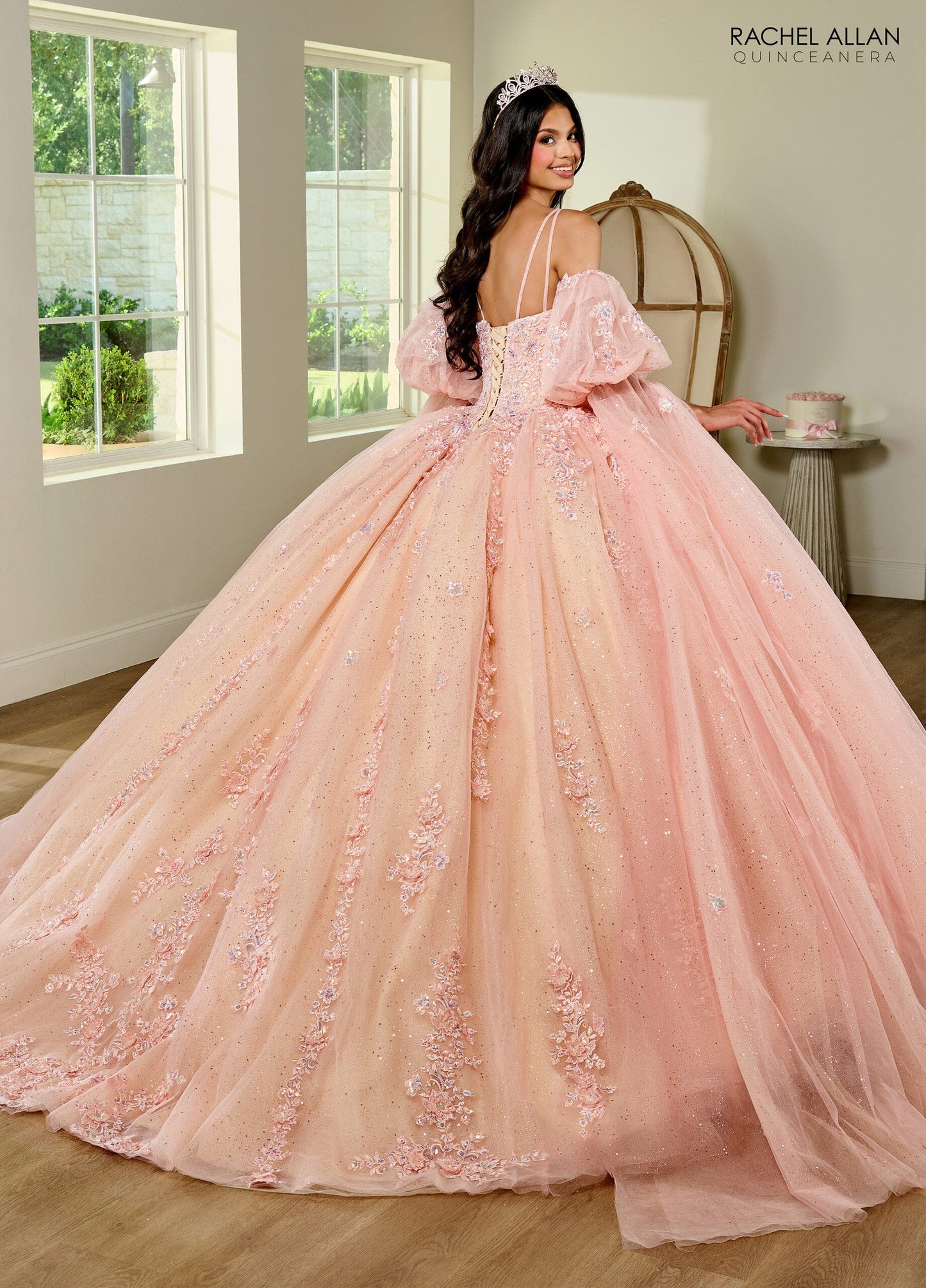 Rachel Allan RQ1133 Cape Sleeve Quinceanera Dress