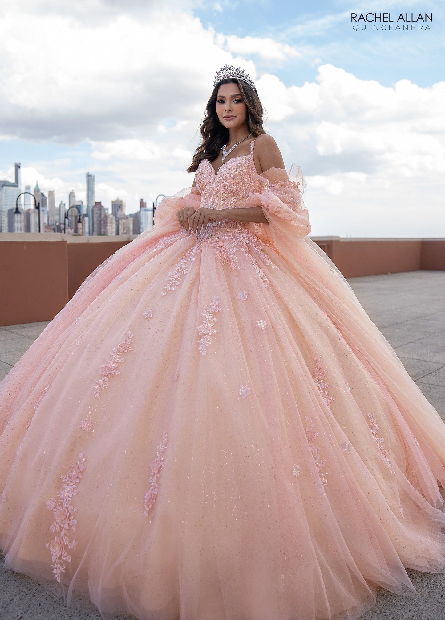 Rachel Allan RQ1133 Cape Sleeve Quinceanera Dress