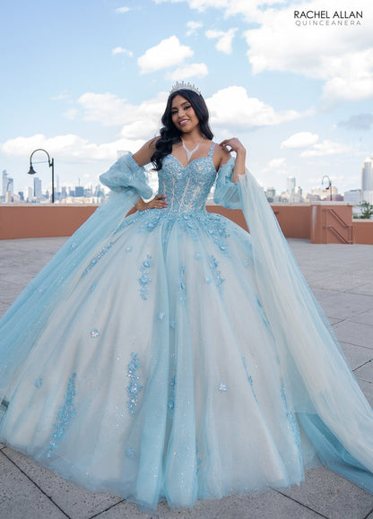 Rachel Allan RQ1133 Cape Sleeve Quinceanera Dress