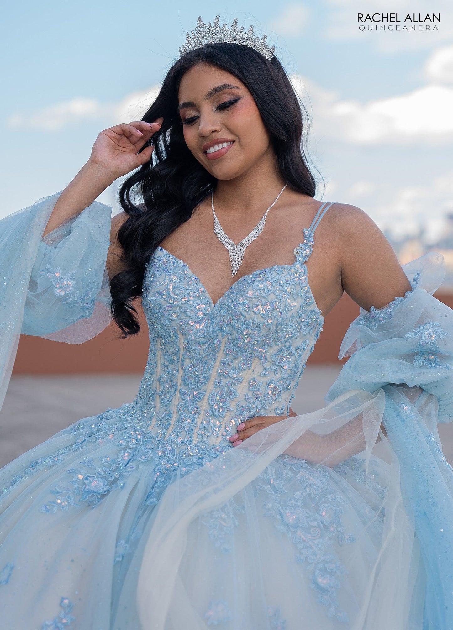 Rachel Allan RQ1133 Cape Sleeve Quinceanera Dress