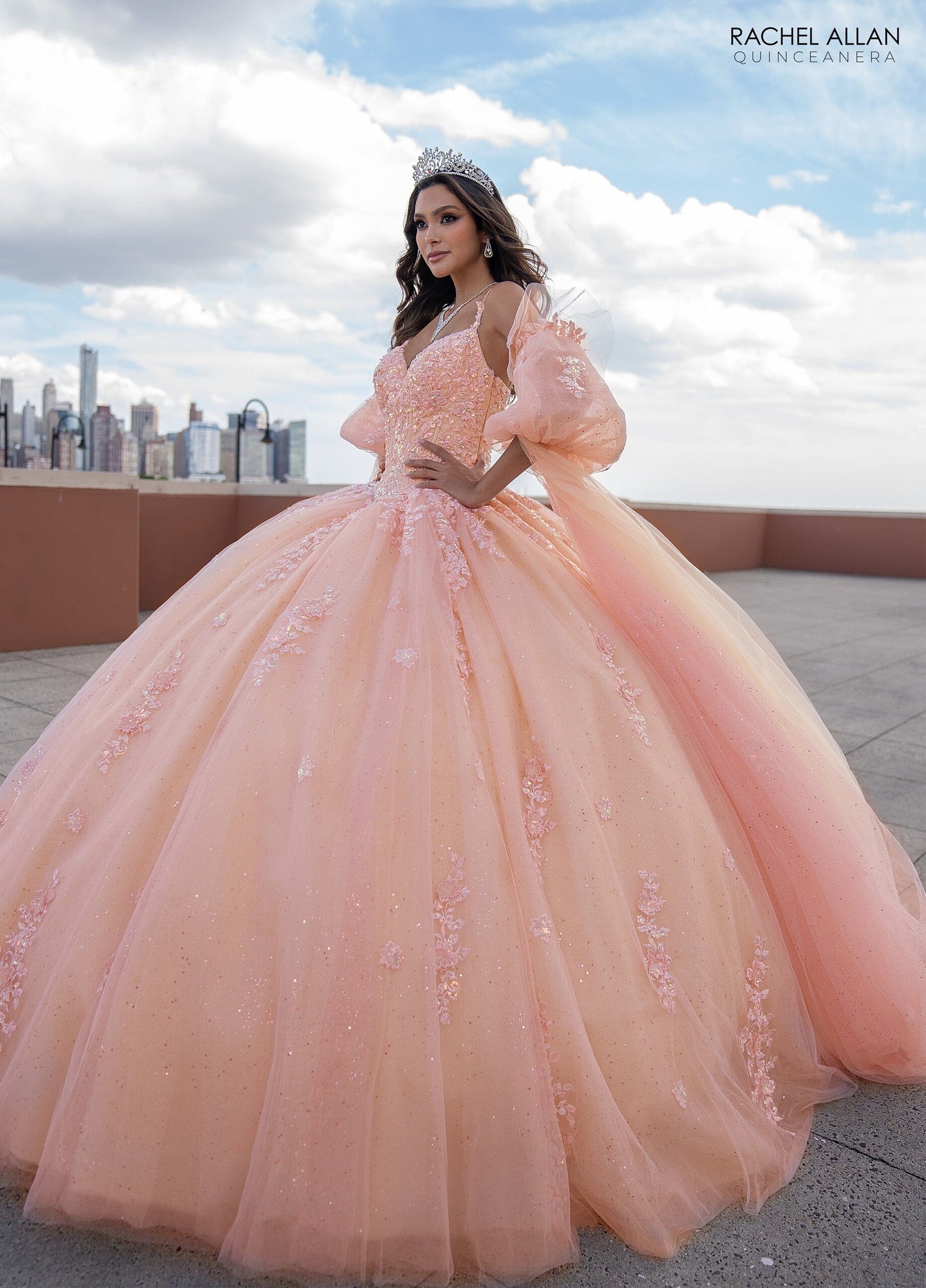 Rachel Allan RQ1133 Cape Sleeve Quinceanera Dress