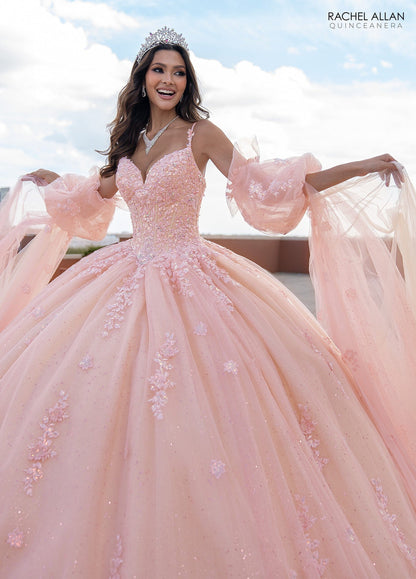 Rachel Allan RQ1133 Cape Sleeve Quinceanera Dress