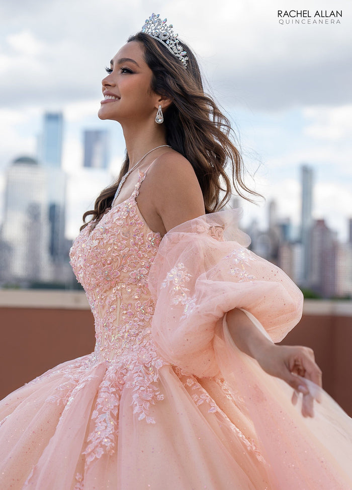 Rachel Allan RQ1133 Cape Sleeve Quinceanera Dress