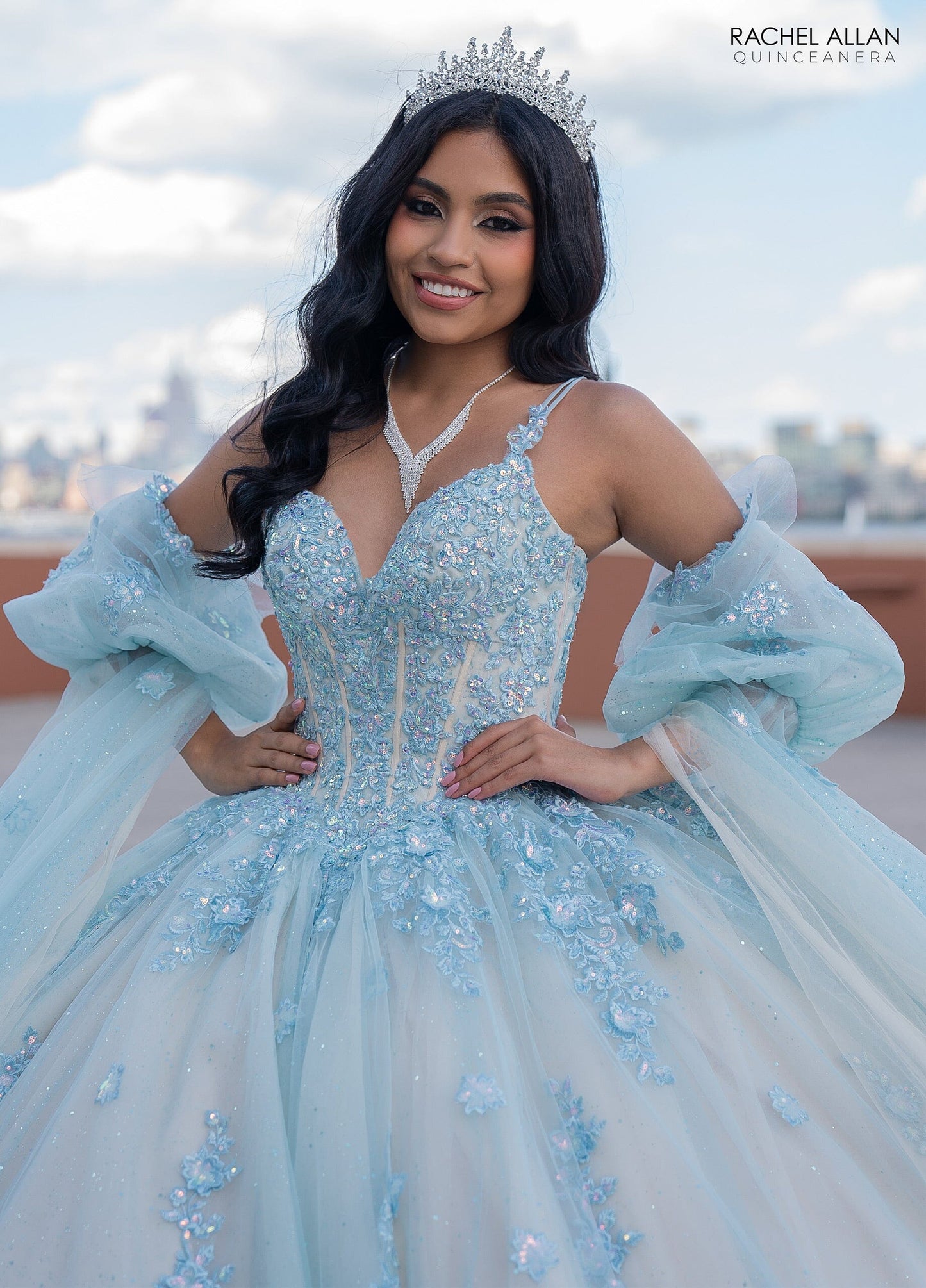 Rachel Allan RQ1133 Cape Sleeve Quinceanera Dress