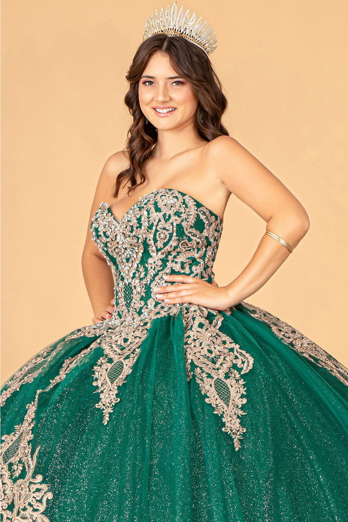 Lilac Quinceanera Dress Cape Strapless Glitter Ball Gown by Elizabeth K GL3078