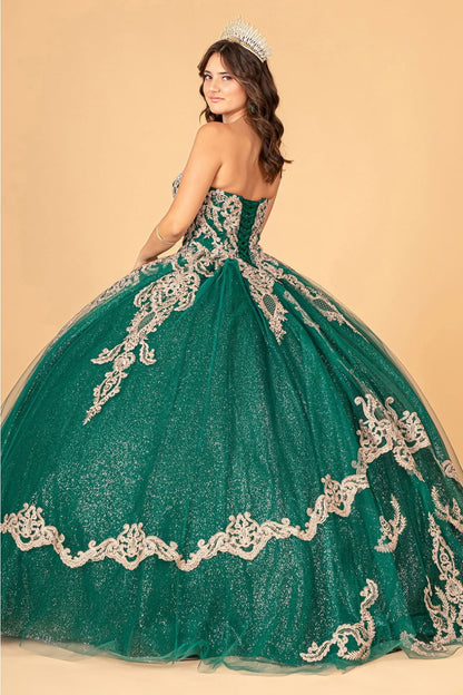 Lilac Quinceanera Dress Cape Strapless Glitter Ball Gown by Elizabeth K GL3078
