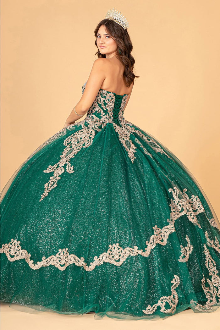 Lilac Quinceanera Dress Cape Strapless Glitter Ball Gown by Elizabeth K GL3078