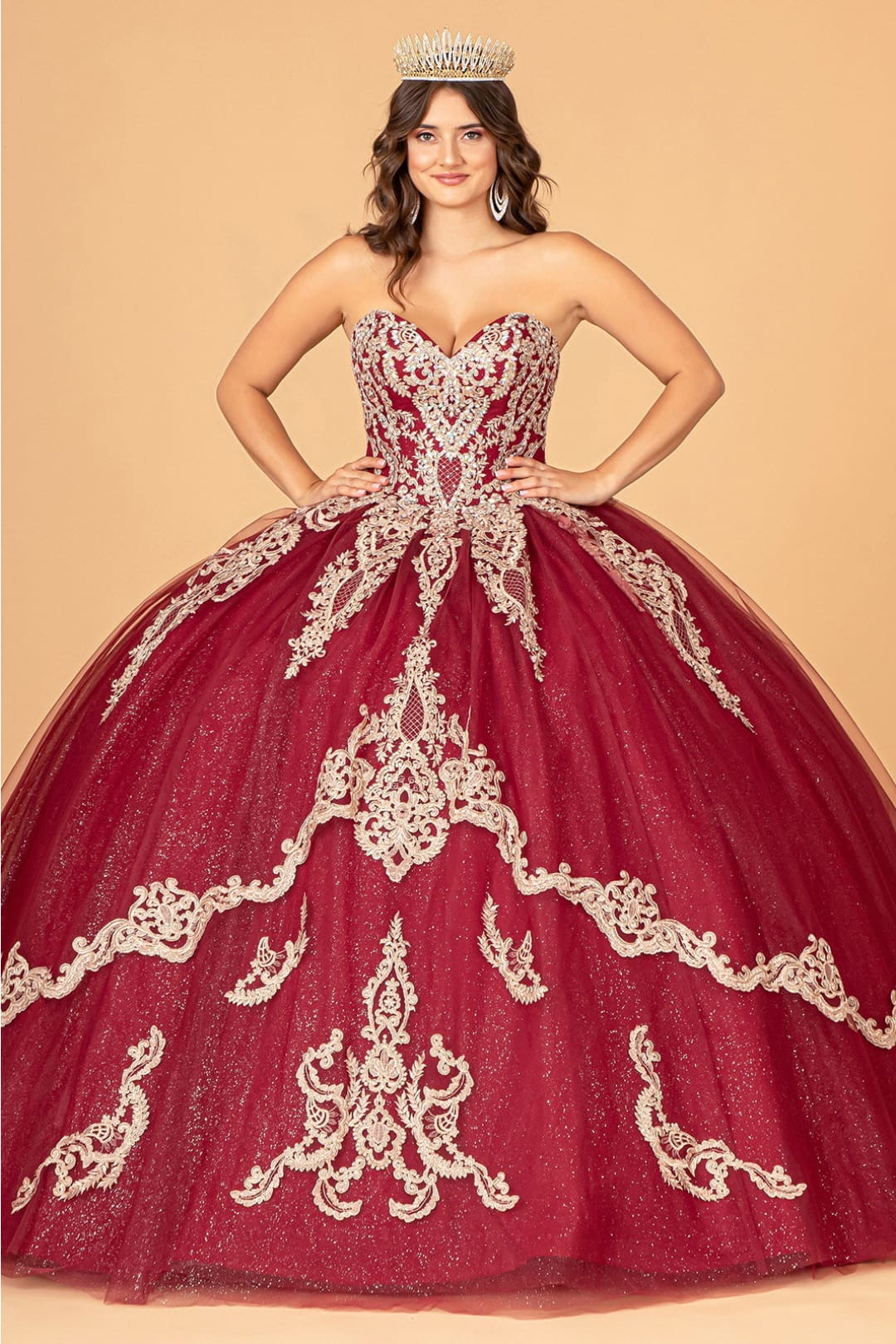 Cape Strapless Glitter Ball Gown by Elizabeth K GL3078 - Quinceanera Dresses