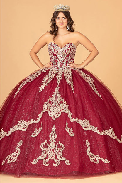 Lilac Quinceanera Dress Cape Strapless Glitter Ball Gown by Elizabeth K GL3078