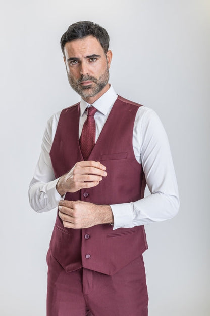 Caravelli Suit - Designer Caravelli Jacket and Pants in Color Solid Burgundy