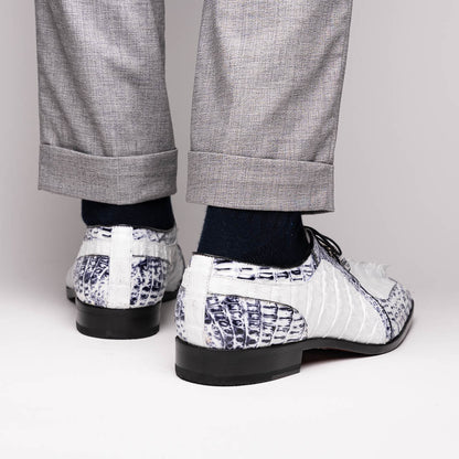 Marco_Di_Milano Caribe White Leather Sneakers - "Newspaper" Accent