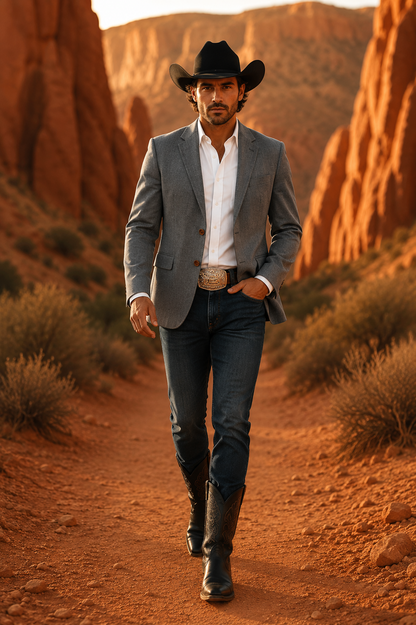 Casual Cowboy Blazer for Men Western Style with Rustic Charm
