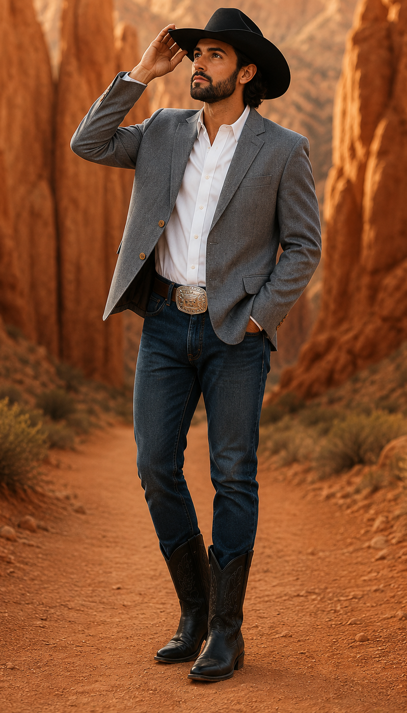 Casual Cowboy Blazer for Men Western Style with Rustic Charm