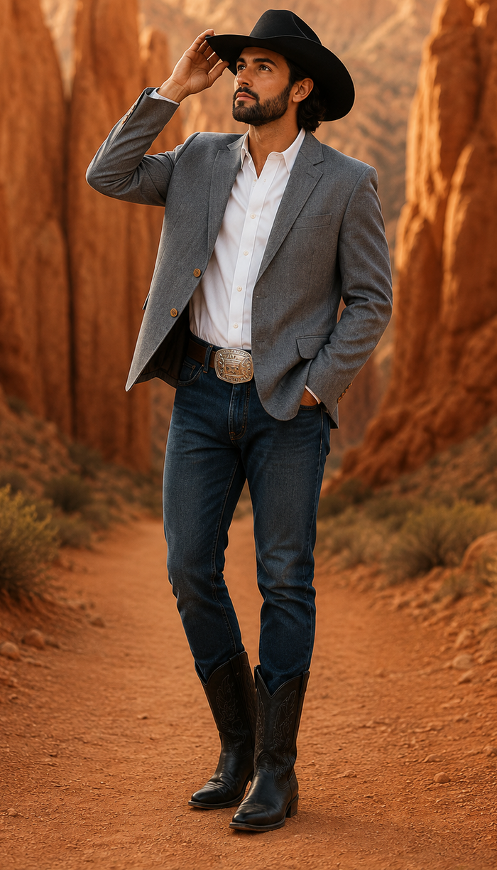 Casual Cowboy Blazer for Men Western Style with Rustic Charm