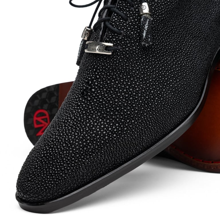 Marco Di Milano Rimini Black Genuine Stingray Exotic Lace-Up Dress Shoes - view 4