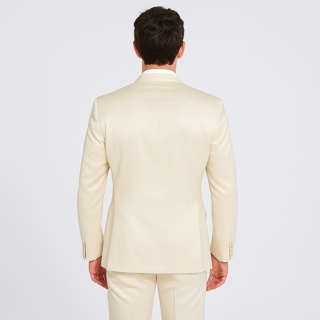 Champagne Satin Tuxedo Set  4-Piece Look for Weddings & Proms