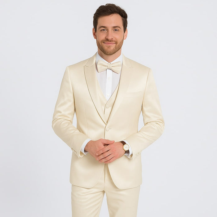 Champagne Satin Tuxedo Set  4-Piece Look for Weddings & Proms