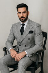 suits-with-baggy-pleated-pants-wide-leg-pants-100-wool-classic-fit-in-black-and-white-plaid-color-by-rossiman