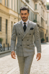 suits-with-baggy-pleated-pants-wide-leg-pants-100-wool-classic-fit-in-black-and-white-plaid-color-by-rossiman