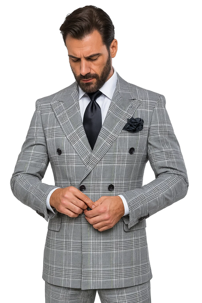 Classic Fit in Black and White Plaid Color by Rossiman