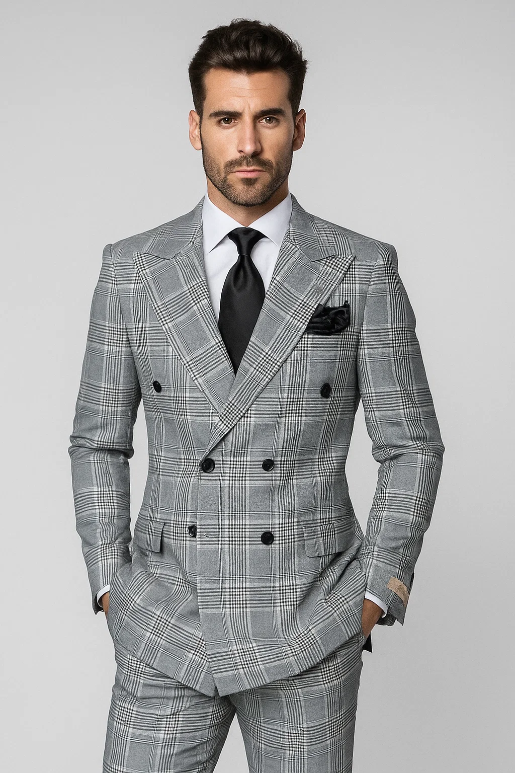 Classic Fit in Black and White Plaid Color by Rossiman