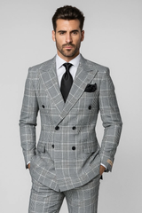 suits-with-baggy-pleated-pants-wide-leg-pants-100-wool-classic-fit-in-black-and-white-plaid-color-by-rossiman