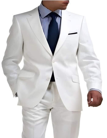 Linen Suit - Mens Summer Suits in  White 2 Button - Beach  Wedding