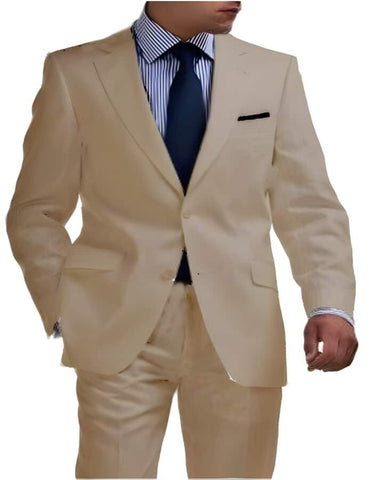 Linen Suit - Mens Summer Suits Tan 2 Button Color - Beach Wedding