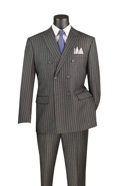 Mens Double Breasted Gangster Pinstripe Suit in Navy Blue
