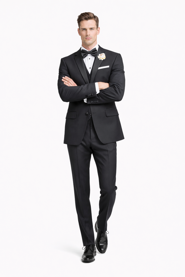 Mens Tiglio Black Tuxedo – Classic Formal Dinner Suit for Wedding, Prom and Black Tie Events