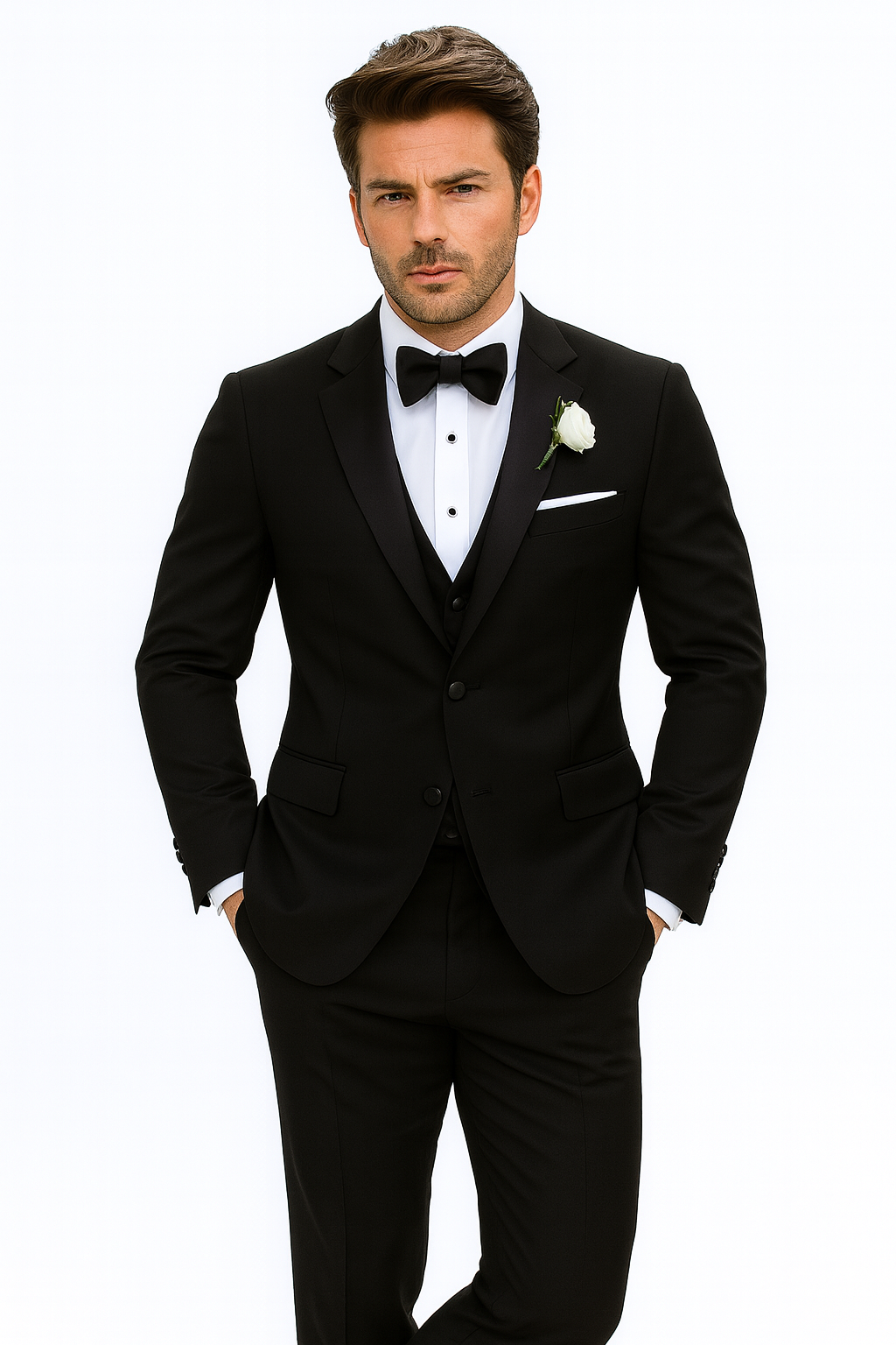 Black Modern Wedding Notch Tuxedo