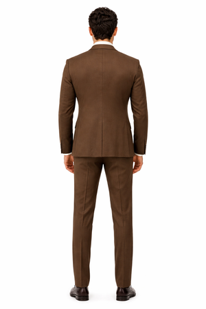 Classic Formal Brown Suit for Men  Vest & Chain 3-Piece Design