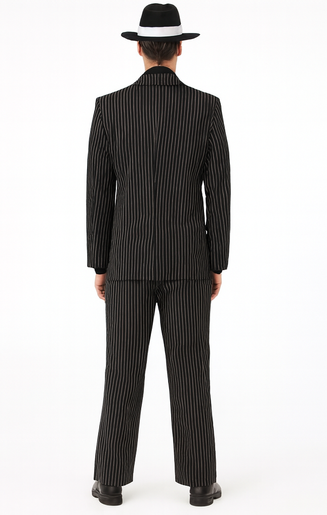 Classic Gangster Jet Black And White Pinstripe Double Breasted Suits Fashion Suits