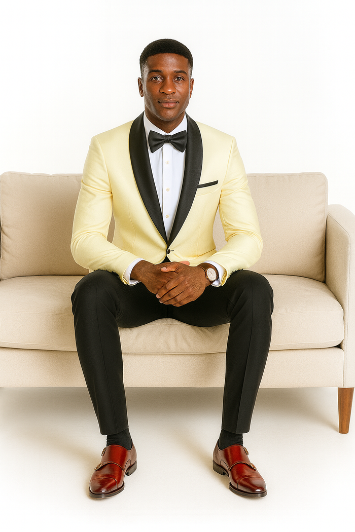 Big And Tall Suit For Men - Jacket  Pants  Bowtie  Pants - Ivory Suit