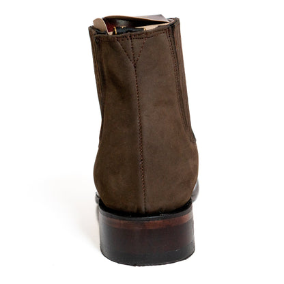 Los Altos Men's Toe Charro Short Boots Oval Nobuck Dark Tabacco - Nobuck Dark Tabacco
