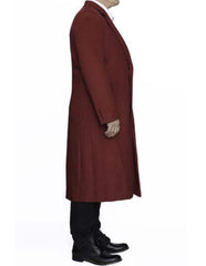 Red Trench Coat - Long Red Coat - Mens Red Peacoat - Mens Red Overcoat - Wool Fabric