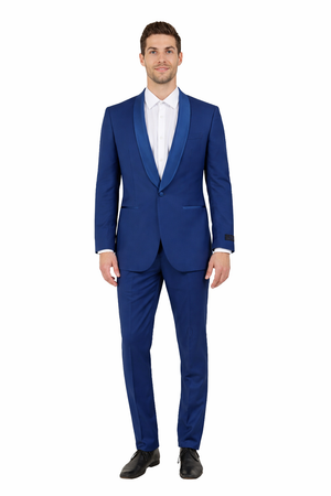 Cobalt Blue Tuxedo with Blue Lapel - All Indigo Blue Wedding Suit - Dark Royal