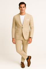 tan-linen-suit-for-summer-collarless-blazer-and-pants-collarless-lapel-no-lapel-casual