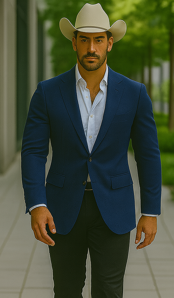 Men's Cowboy Blazer - Western Sport Coat in Color Sapphire blue - Indigo Cobalt - Dark Royal Color