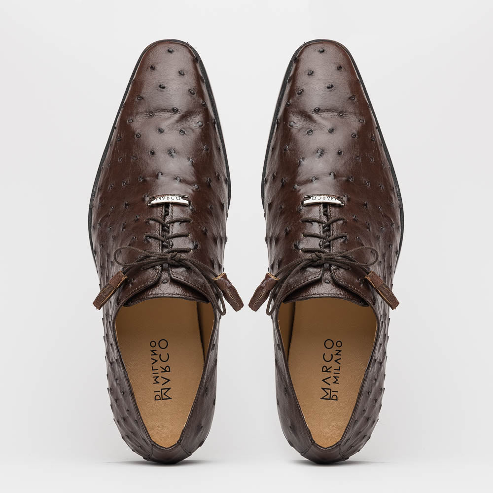 Marco Di Milano Criss Brown Ostrich Quill Dress Shoe Oxfords