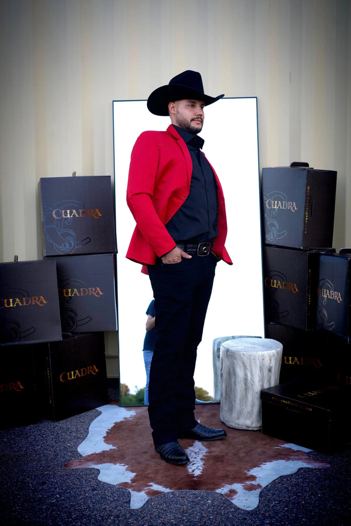 Men's Western Red Blazer Slim Fit Shiny Finish Sport Coat for Weddings, Prom & Special Events