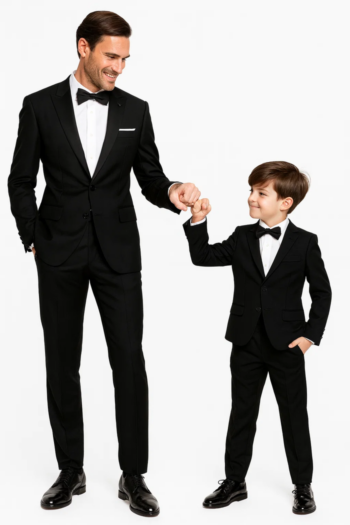 Dad And Son Black Matching wedding outfit Suits Perfect for toddler Suit wedding attire outfit
