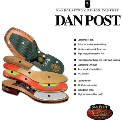 Dan Post Men's Bayou Genuine Caiman Belly Square Toe Boots - Brass