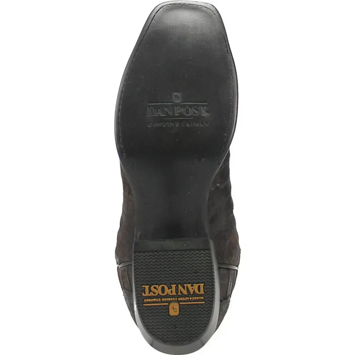 Dan Post Men's Stalker Genuine Caiman Belly Square Toe Boots - Brown