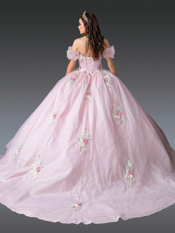 Dancing Queen 1900 - Short Puff Sleeve Embroidered Ballgown Quinceanera Dresses XS / Blush